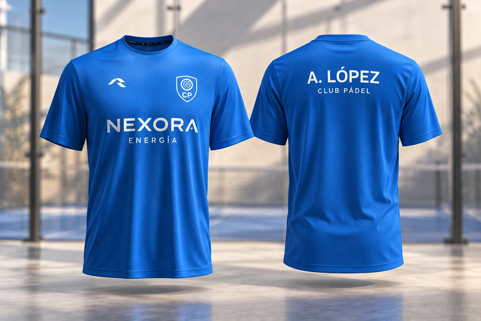Ejemplo de personalización de camiseta Musai Mawi, frontal y espalda