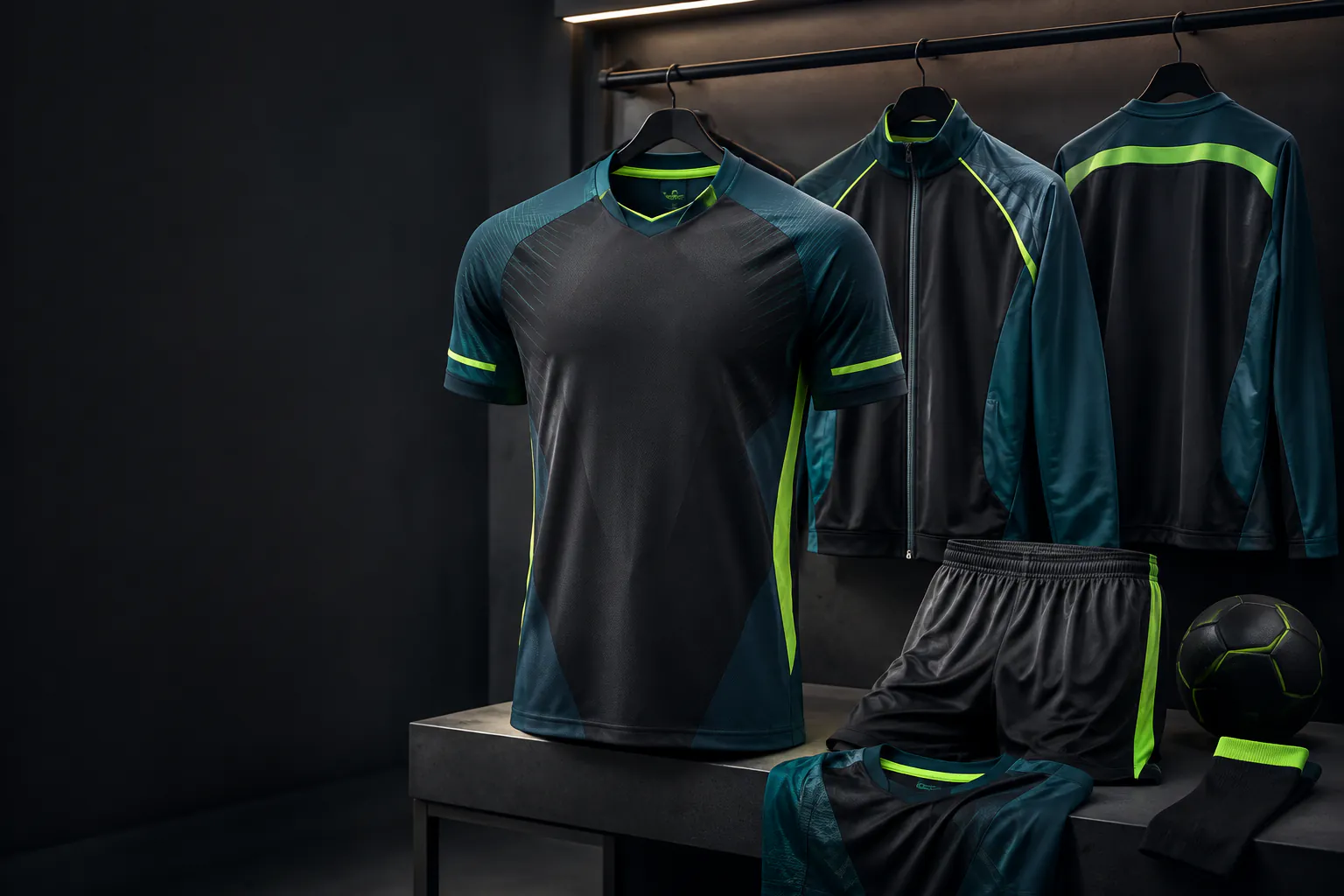 Equipación deportiva personalizada en colores verde y lima